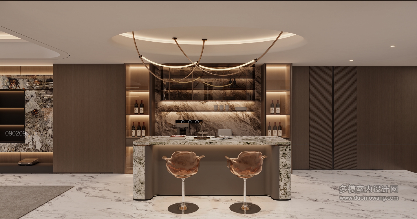 现代负一吧台特写