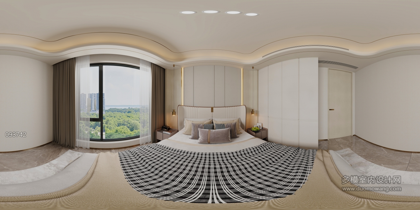 现代轻奢北卧室360