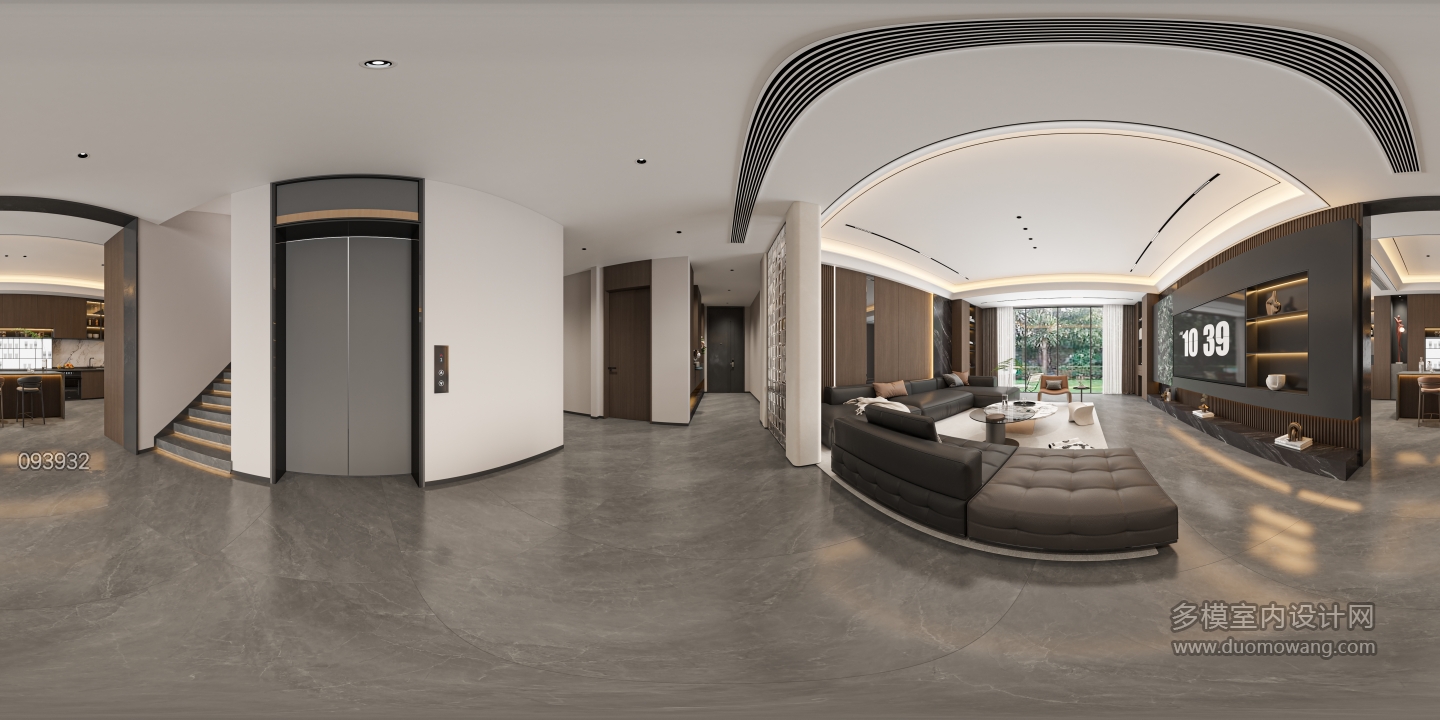 现代负一 客厅 360