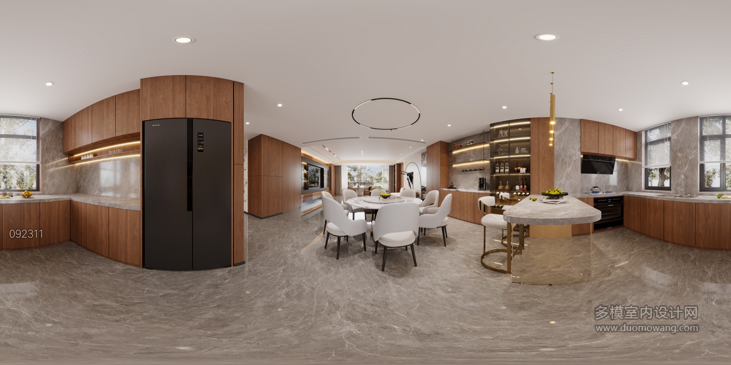 现代3层餐厨全景