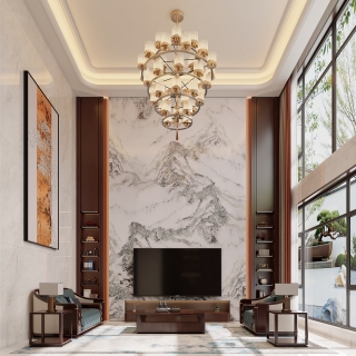 新中式一楼客厅001