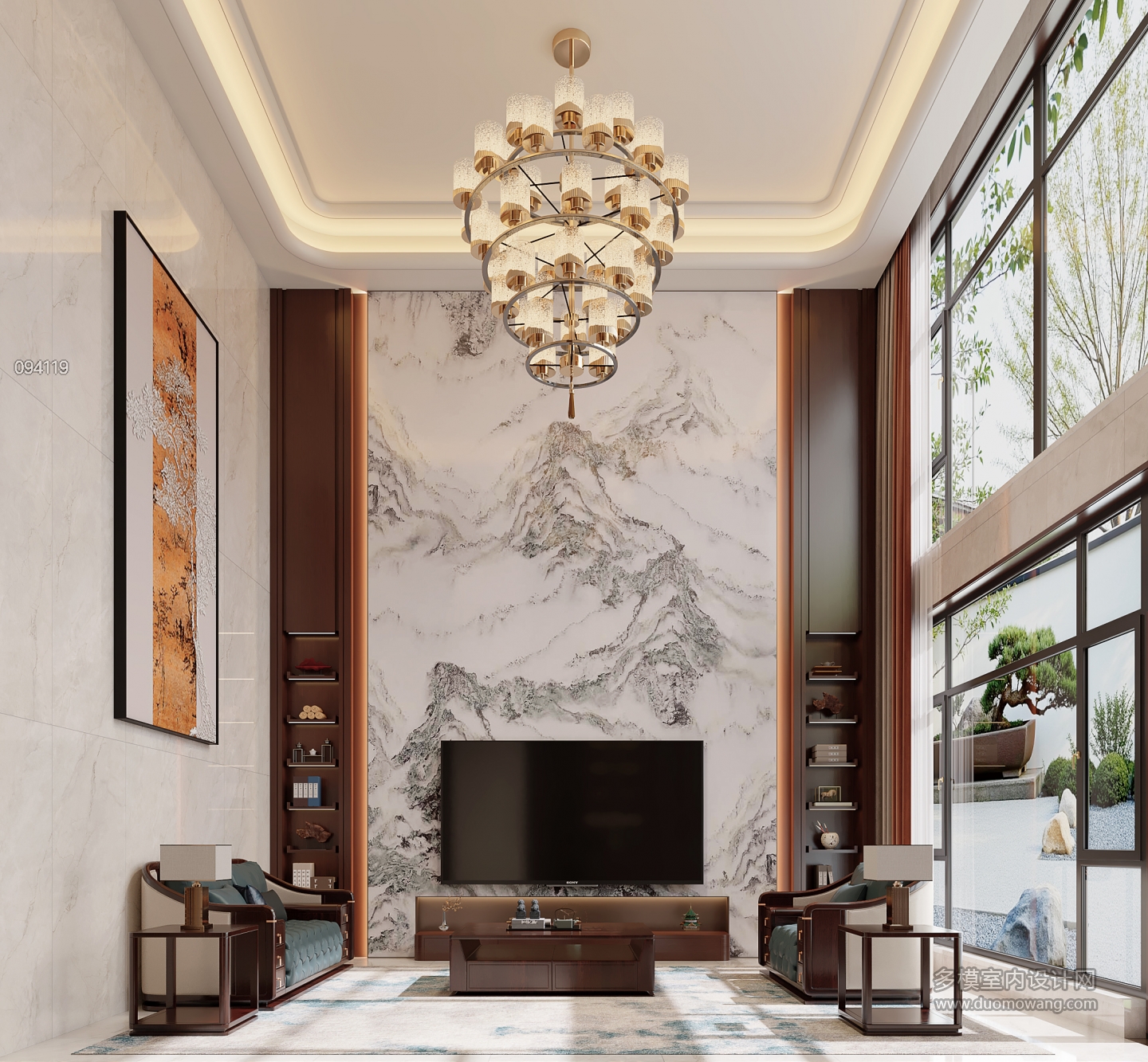 新中式一楼客厅001