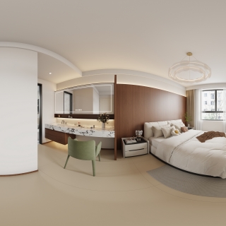 原木奶油主卧全景