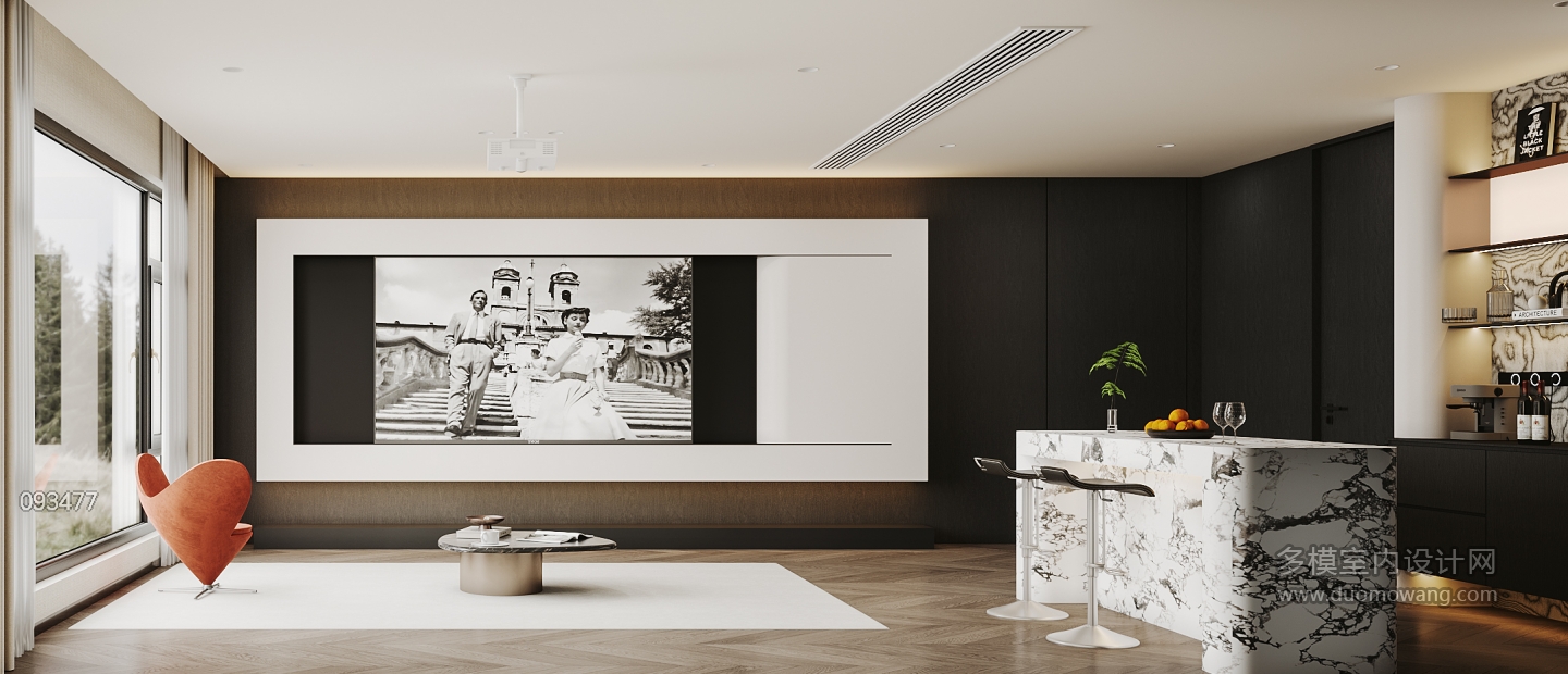 现代-客厅电视墙特写