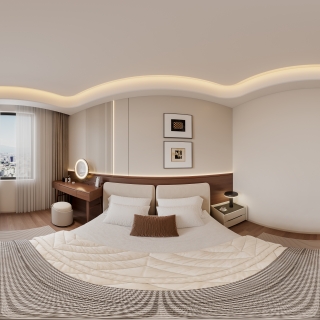 现代中古卧室全景