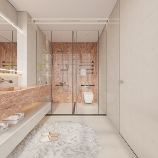 现代二层女孩房淋浴特写