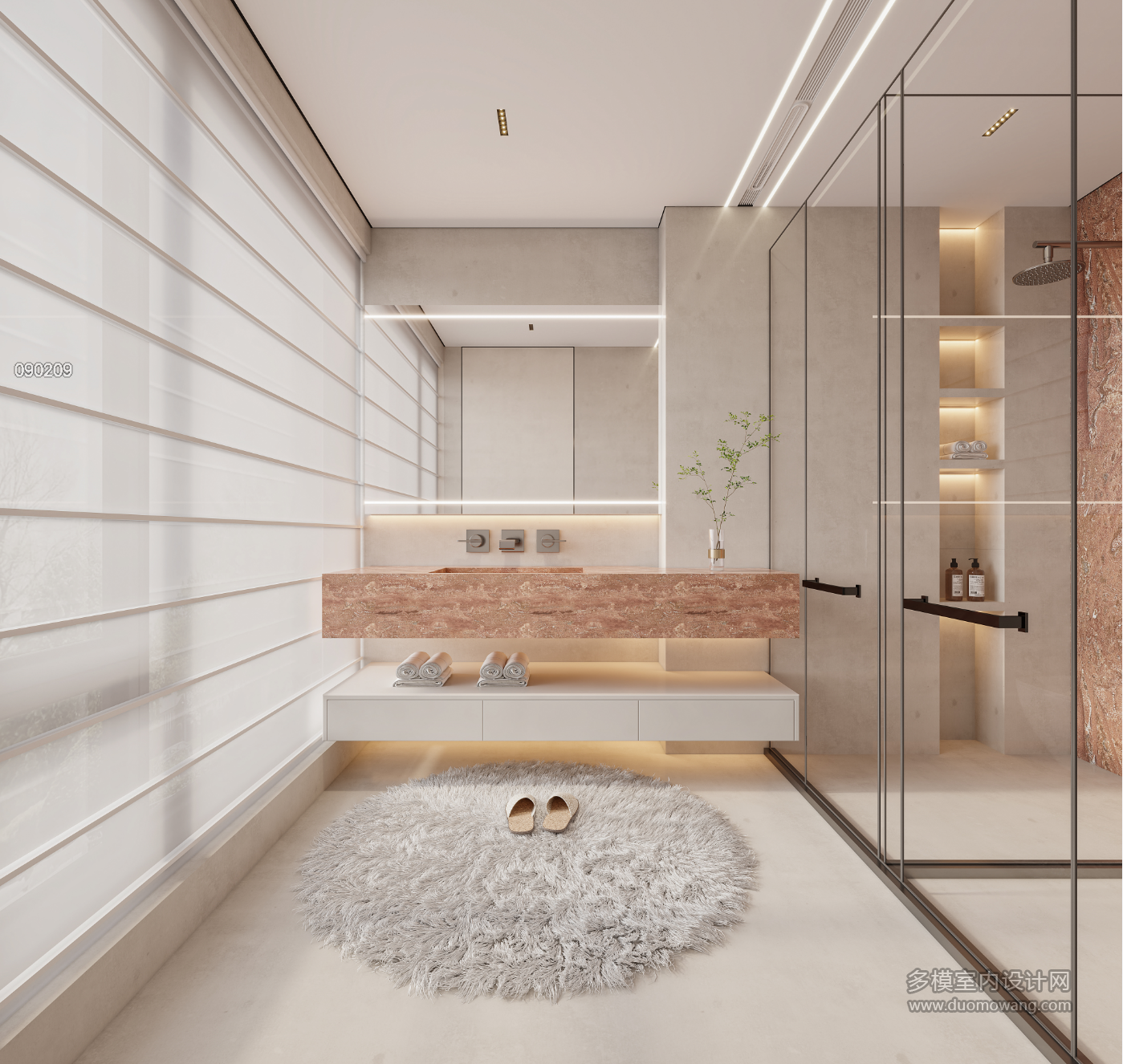 现代二层女孩房卫生间特写