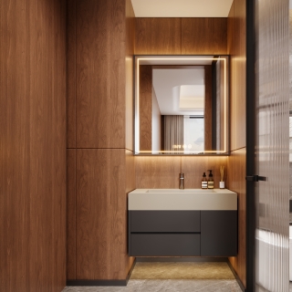 现代3层卫生间干区特写