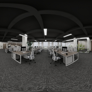 现代开放式办公区1全景