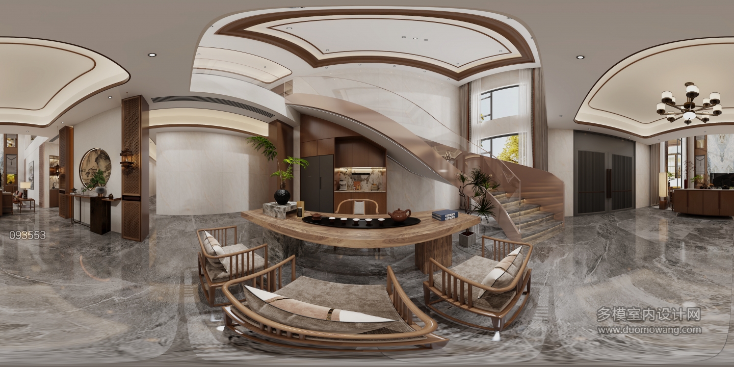 新中式客厅全景1