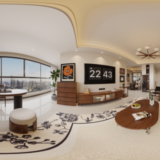 现代中古客厅全景