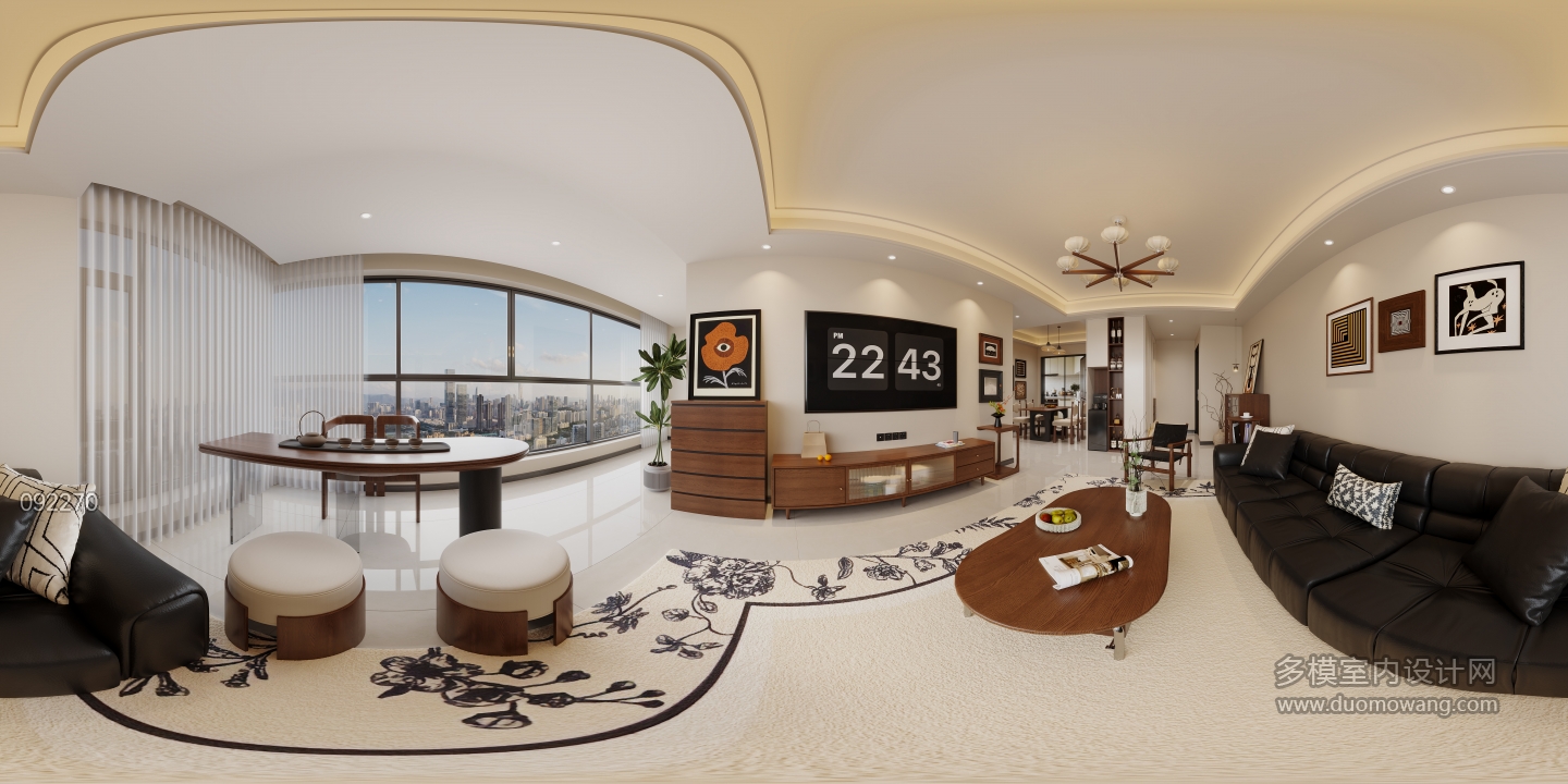 现代中古客厅全景