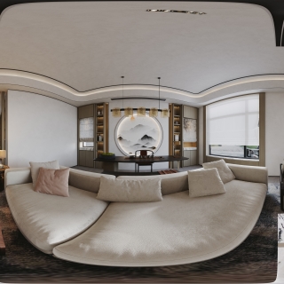 新中式1楼_客厅全景