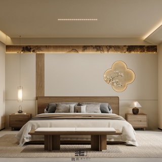 二层宋代中式主卧特写