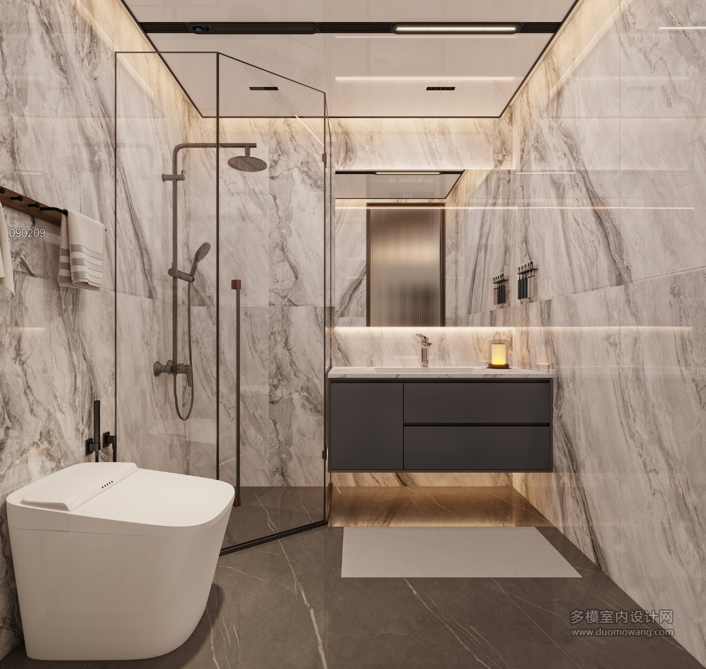 现代一层卫生间特写