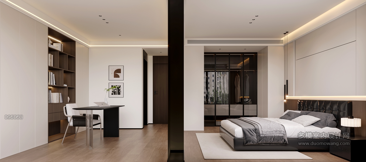 现代主卧透视