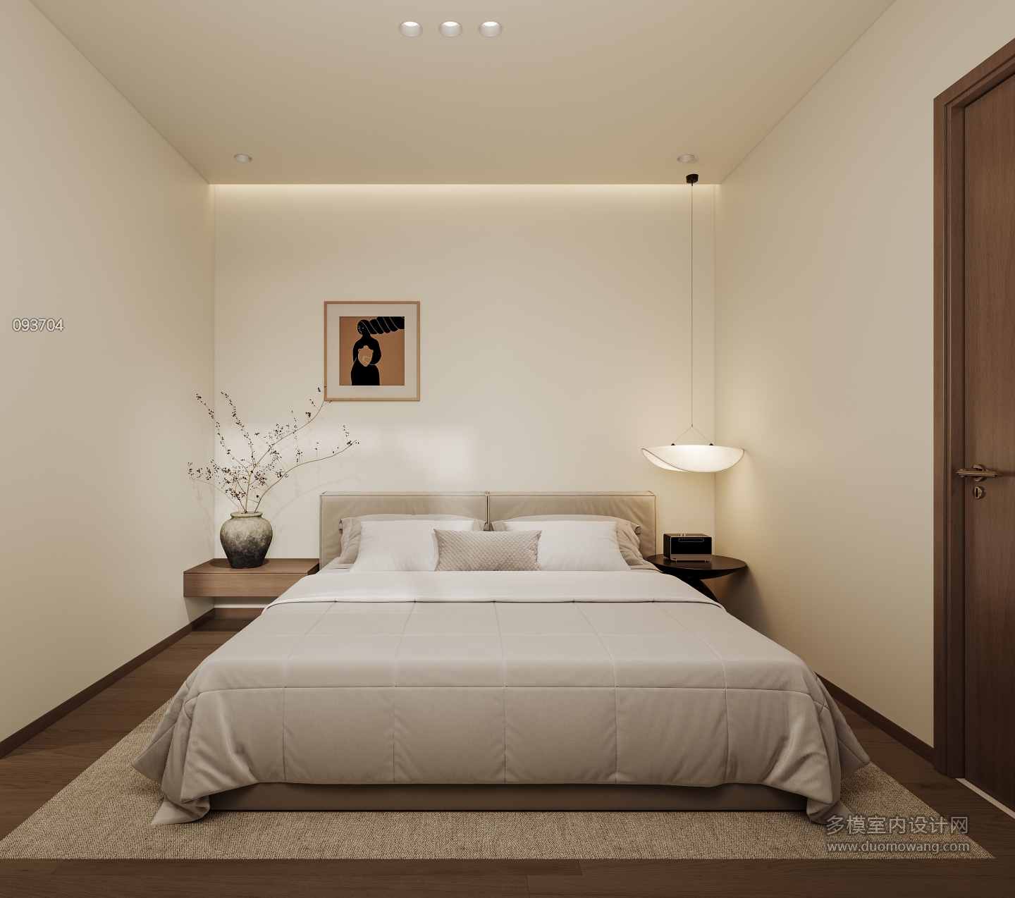 现代奶油一层卧室