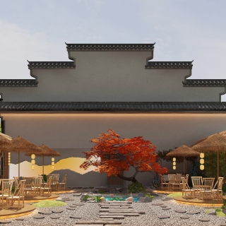 侘寂餐厅静态庭院b (1)