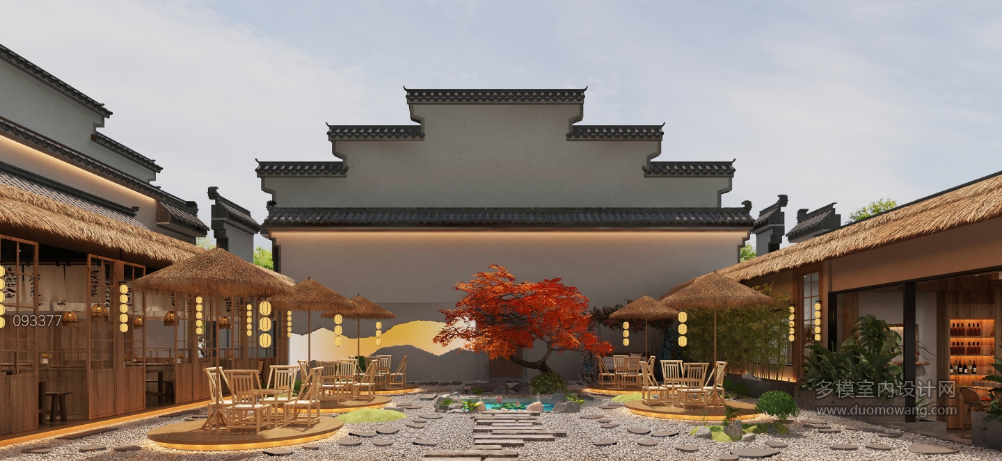 侘寂餐厅静态庭院b (1)