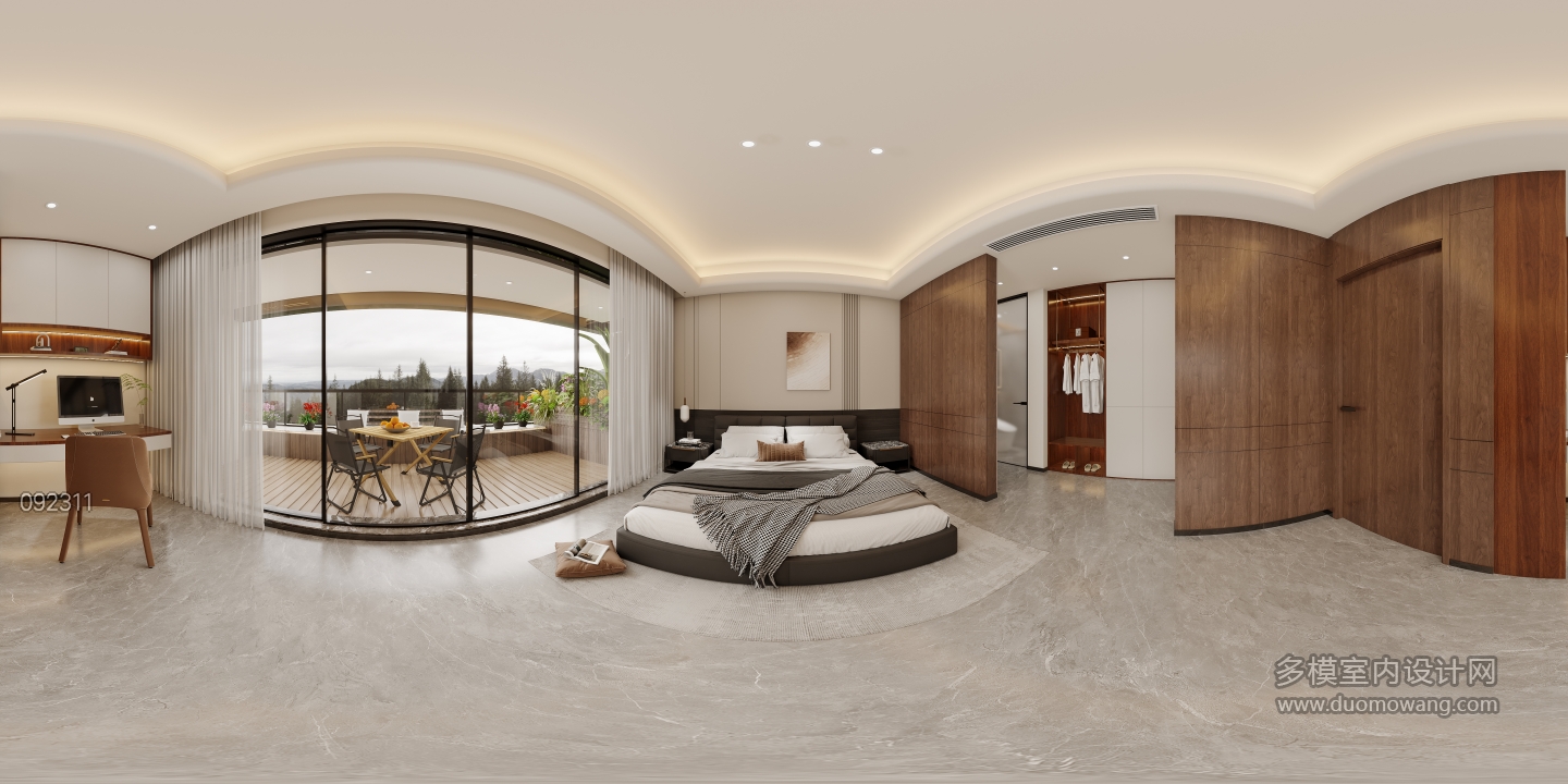 现代四层主卧全景