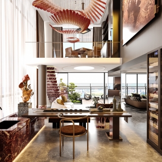 现代挑空茶室特写 (1)