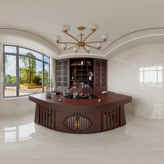 中式一层茶室全景