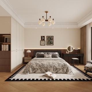 法式电视墙背后次卧