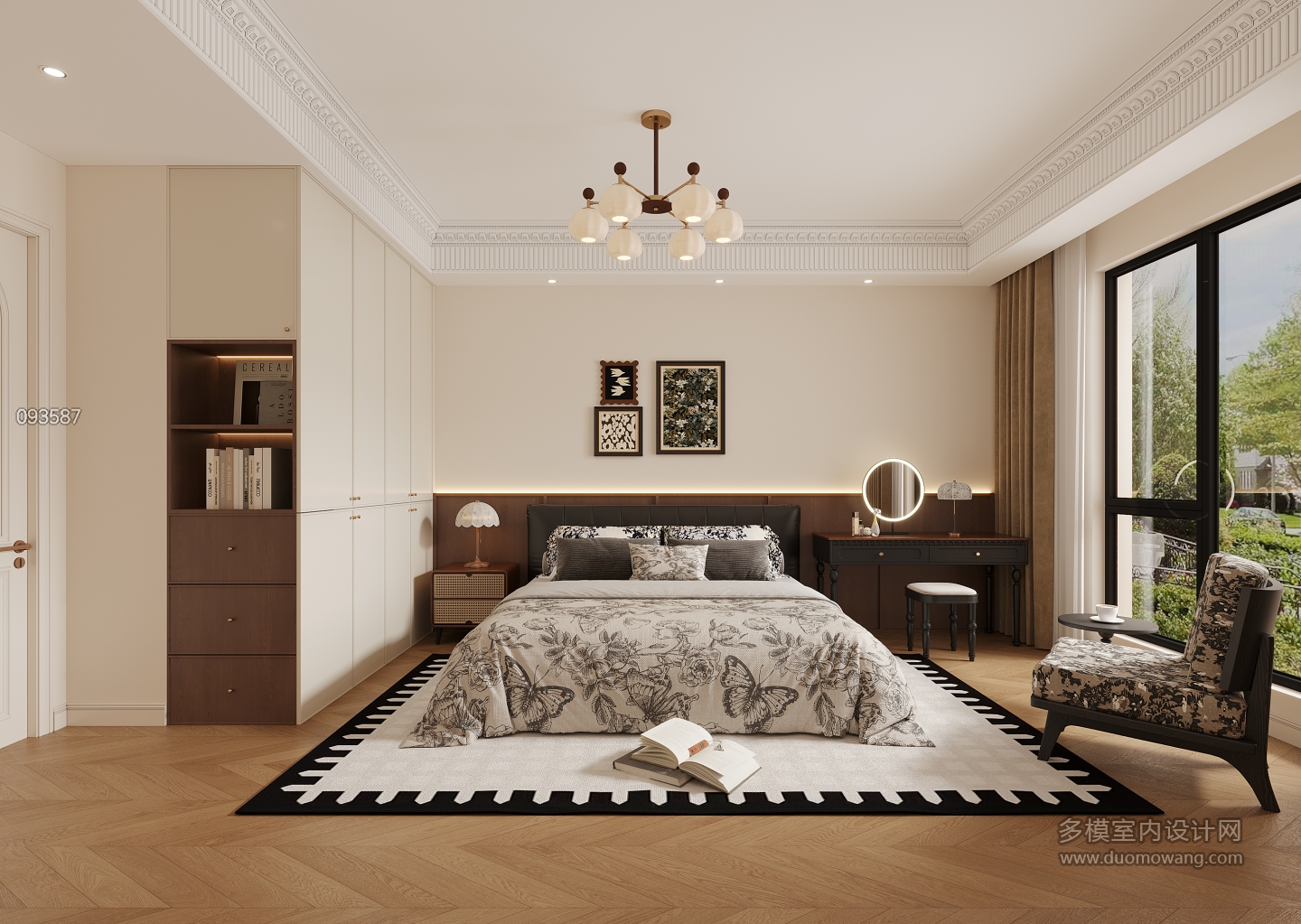 法式电视墙背后次卧