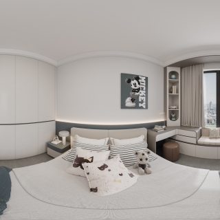 现代男孩房全景