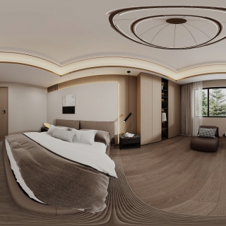 现代轻奢二楼次卧全景