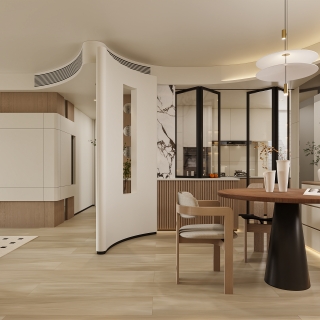 现代奶油餐厅特写