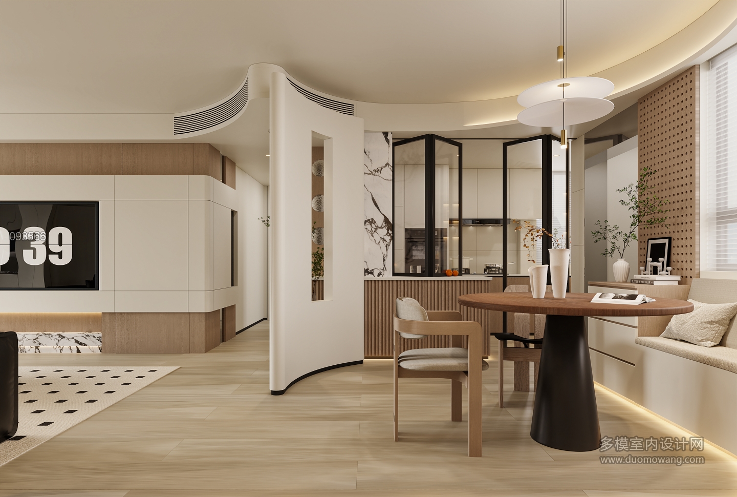 现代奶油餐厅特写