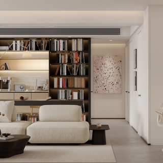 原木风客餐厅_沙发背景