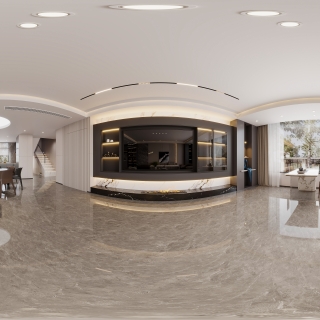 现代三层客餐厅全景