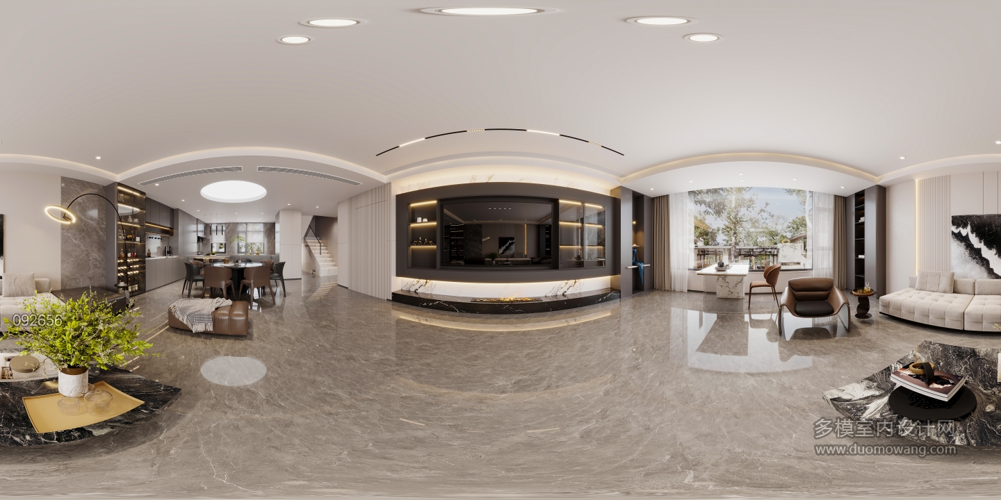 现代三层客餐厅全景