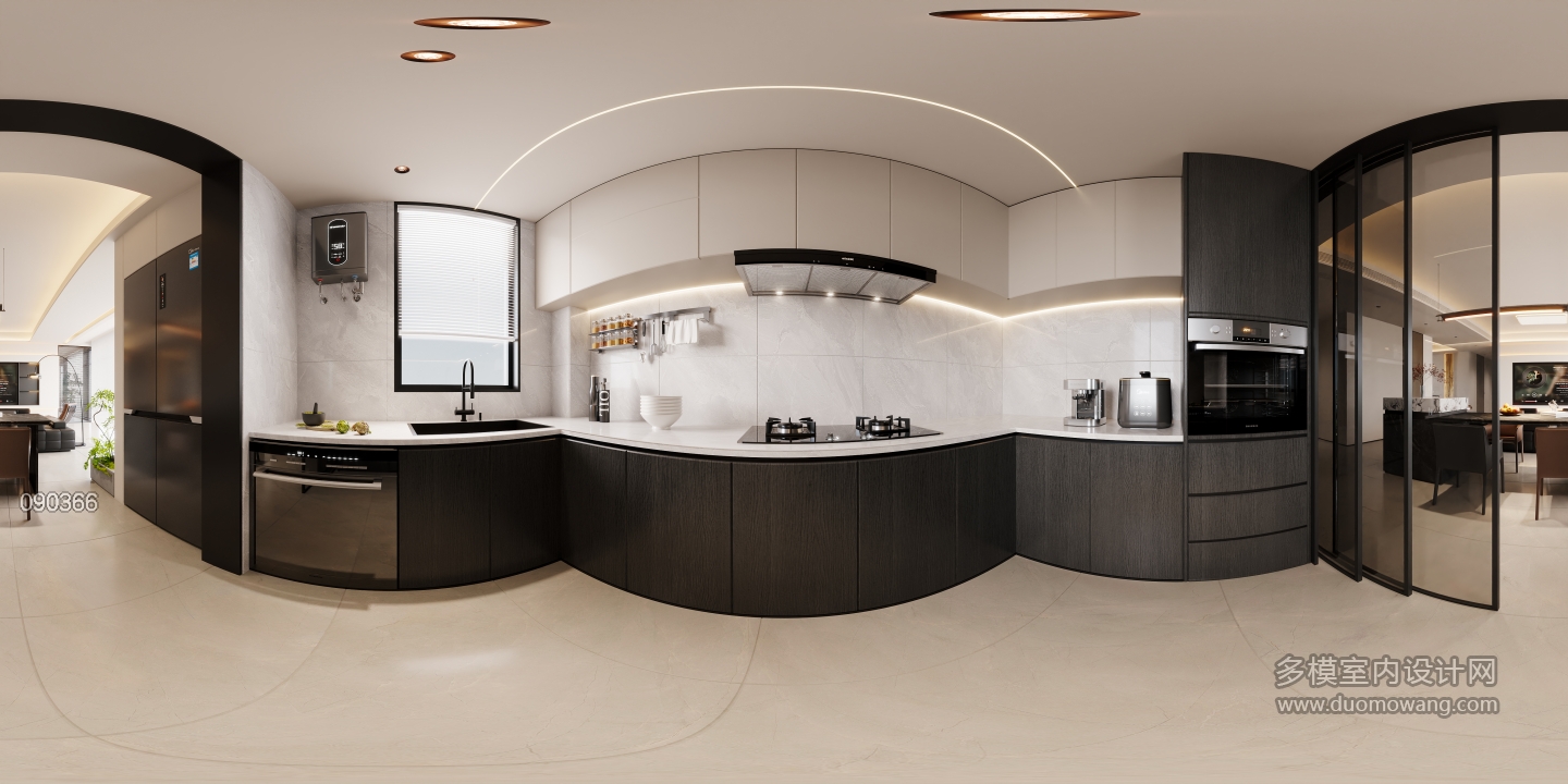 现代厨房全景