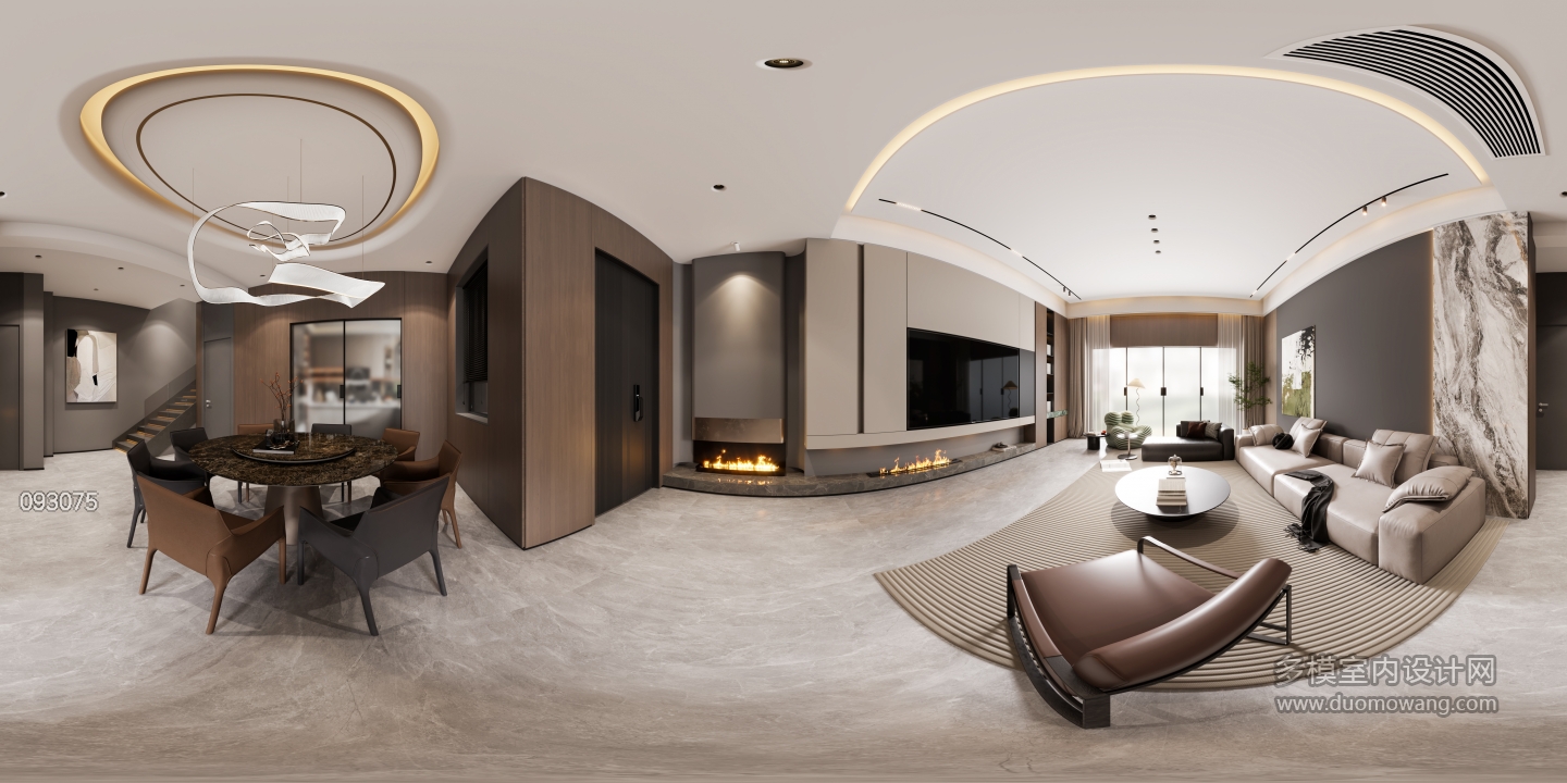 意式一楼客餐厅全景