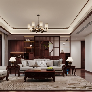 新中式沙发背景特写