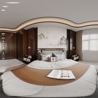 新中式二层主卧全景