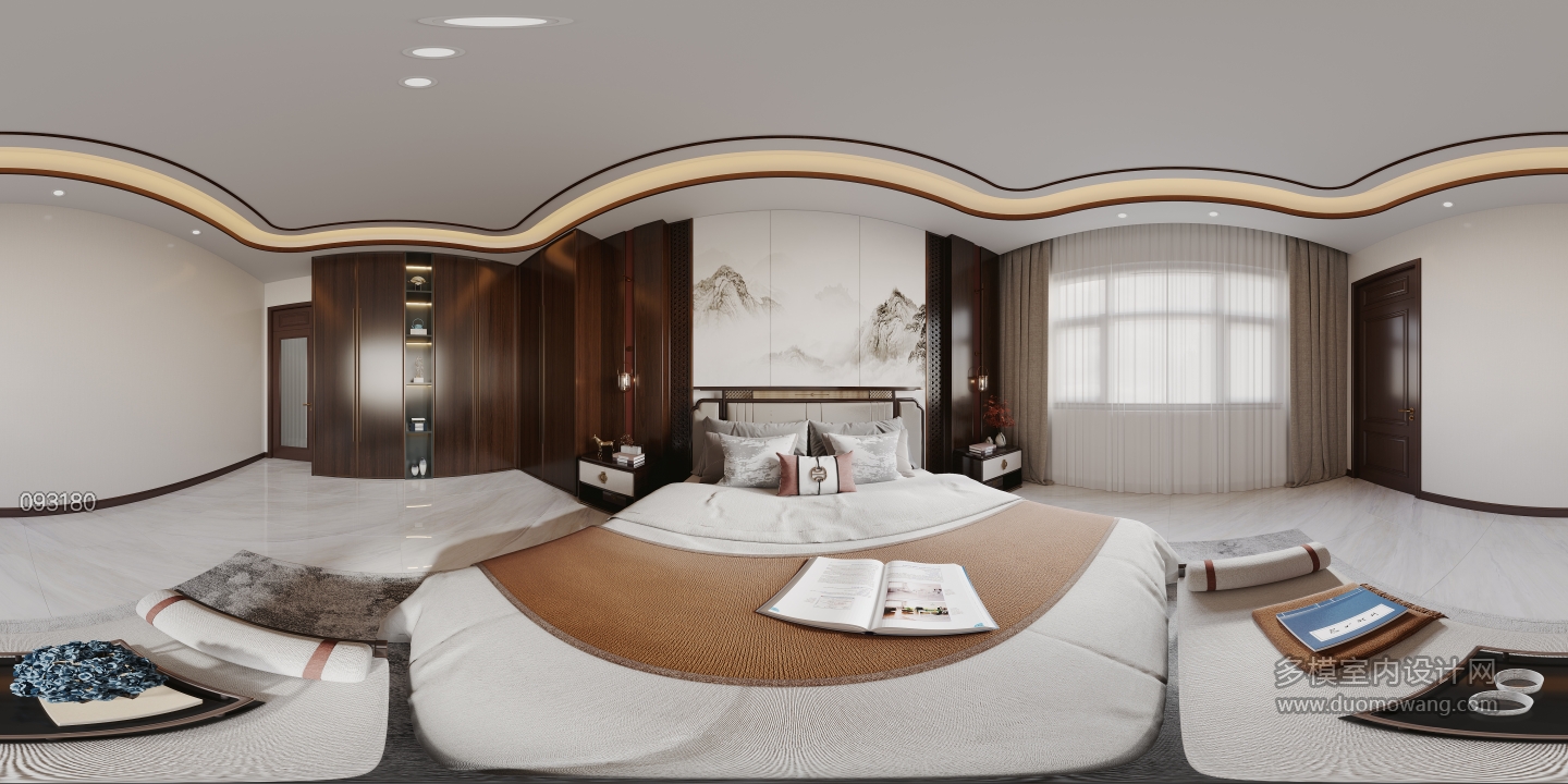 新中式二层主卧全景