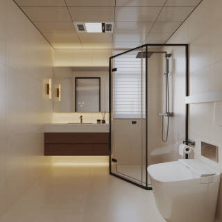 奶油中古三层公共卫生间