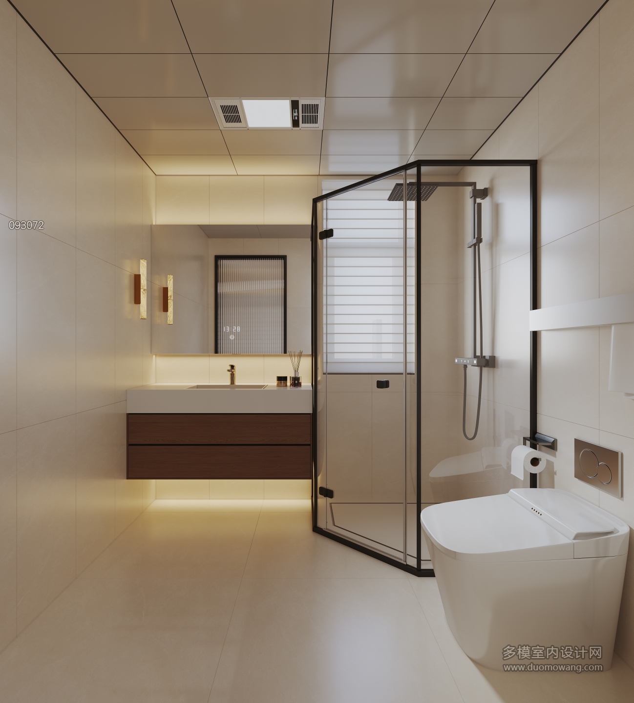 奶油中古三层公共卫生间