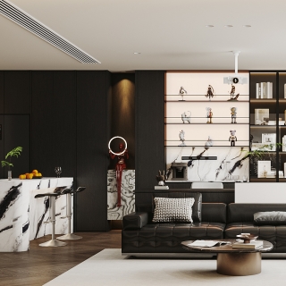 现代-客厅书柜特写2