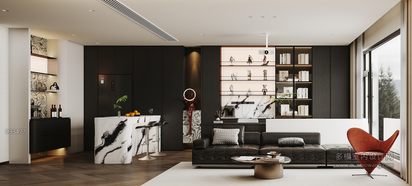 现代-客厅书柜特写2