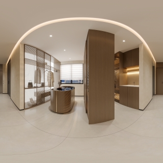 现代二楼衣帽间全景