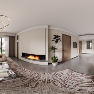 现代一层客餐厅全景