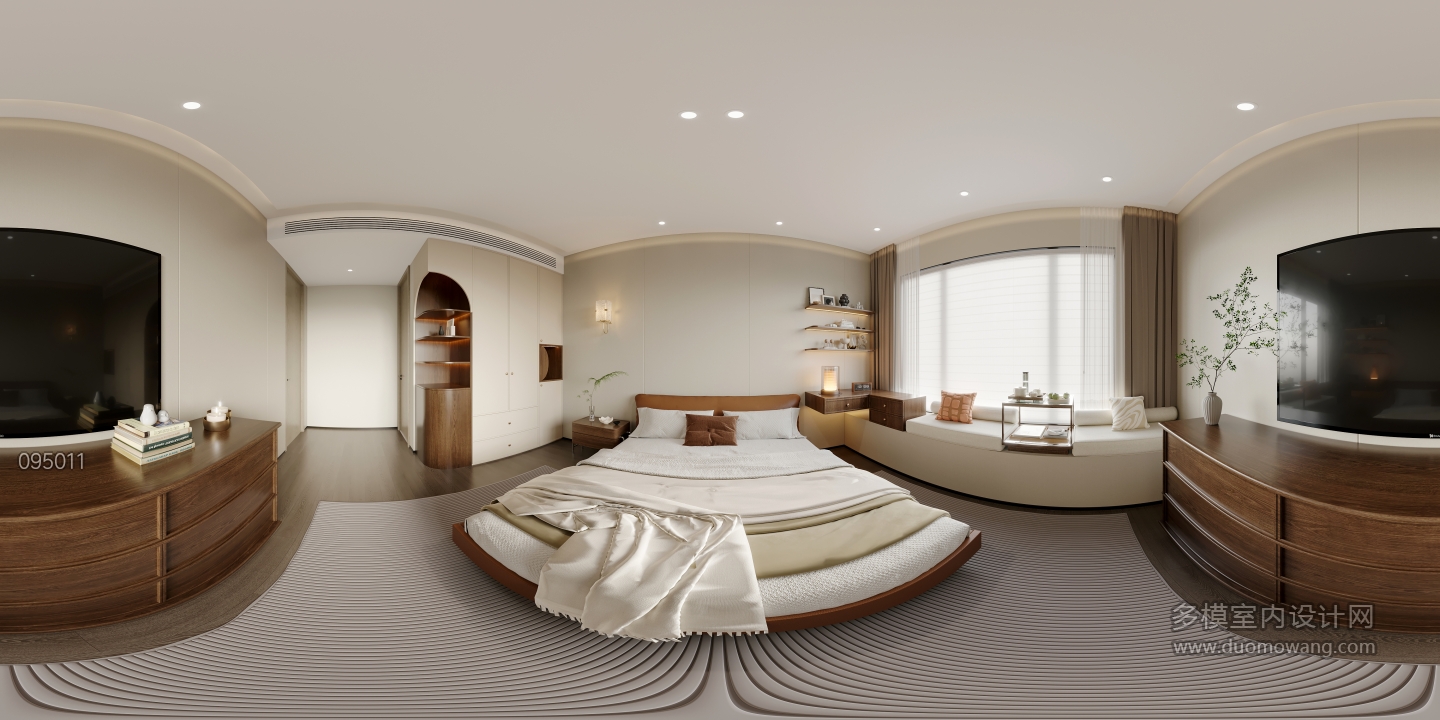 现代中古一层主卧全景