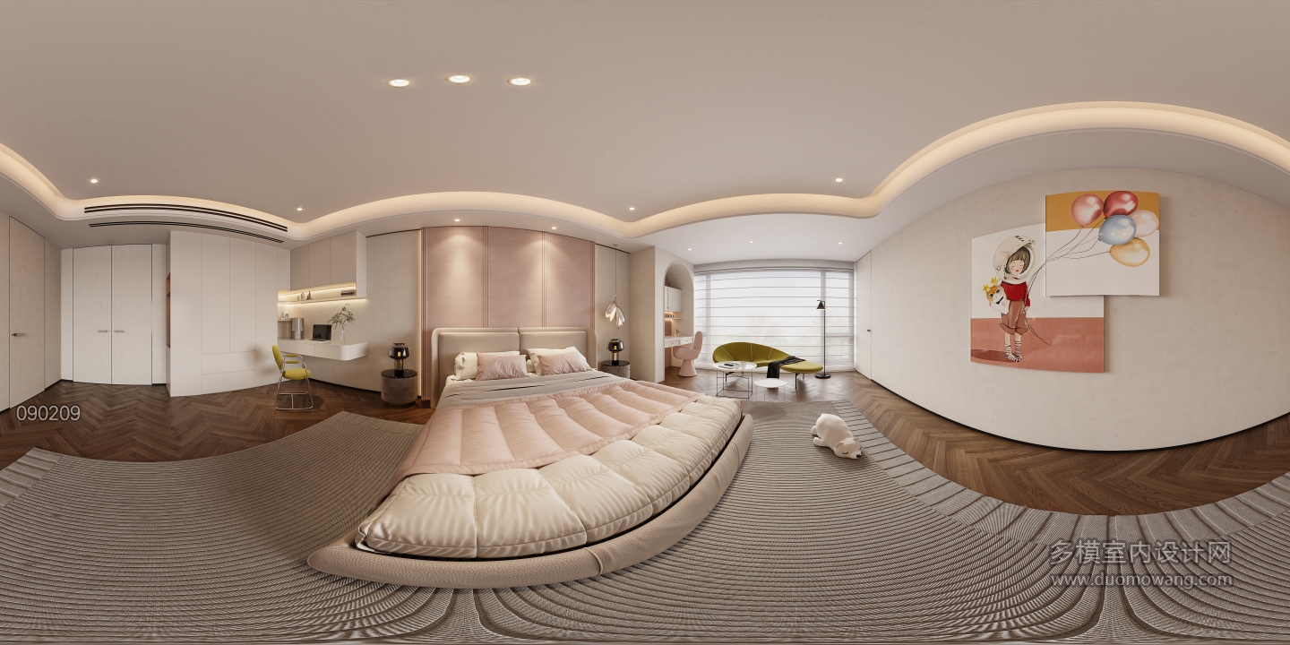 现代二层女孩房全景改