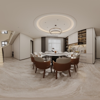 现代-一层餐厅全景