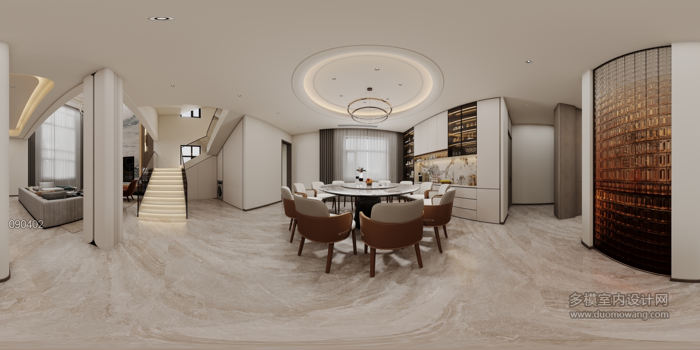 现代-一层餐厅全景